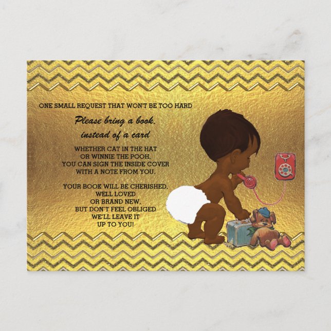 Ethnic Gender Neutral Gold Chevron Book Request Postcard (Front)