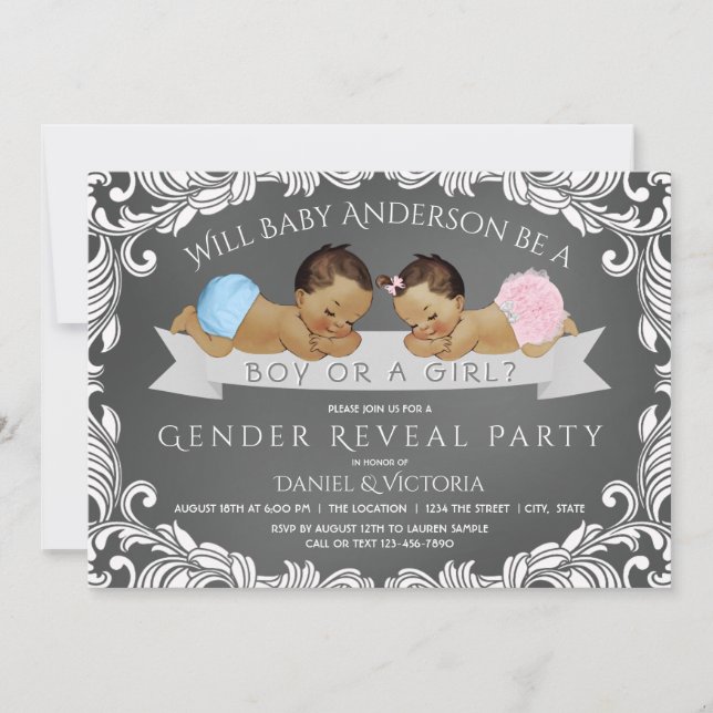 Ethnic Gender Reveal Baby Shower Invitations (Front)