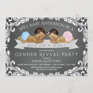 Ethnic Gender Reveal Baby Shower Invitations