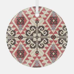 Ethnic Geometric: Abstract Seamless Glass Ornament