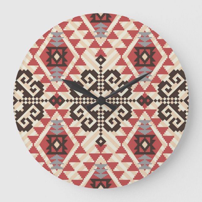 Ethnic Geometric: Abstract Seamless Large Clock (Front)