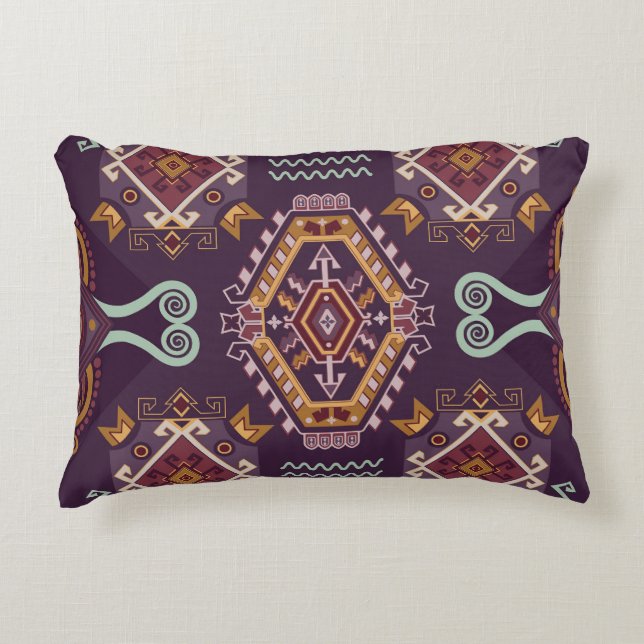 Ethnic Geometric Colourful Seamless Design Accent Pillow (Front)