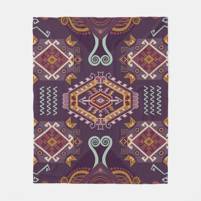 Ethnic Geometric Colourful Seamless Design Fleece Blanket (Front)