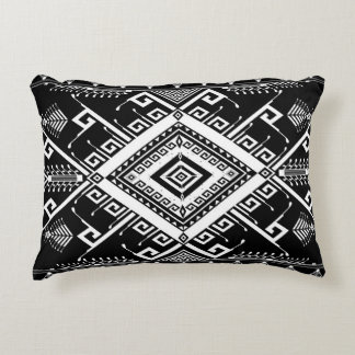 Ethnic geometric Indian border, abstract. Accent Pillow