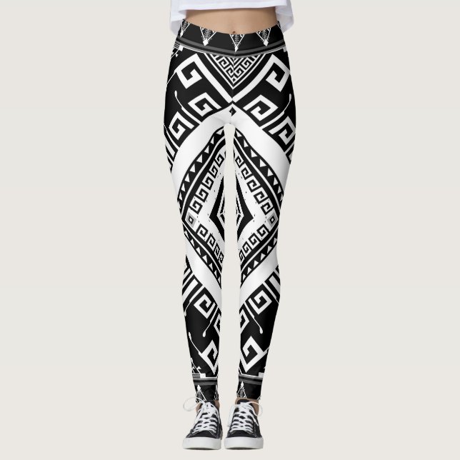 Ethnic geometric Indian border, abstract. Leggings (Front)