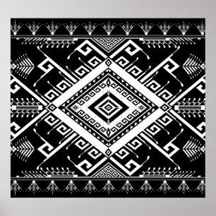 Ethnic geometric Indian border, abstract. Poster