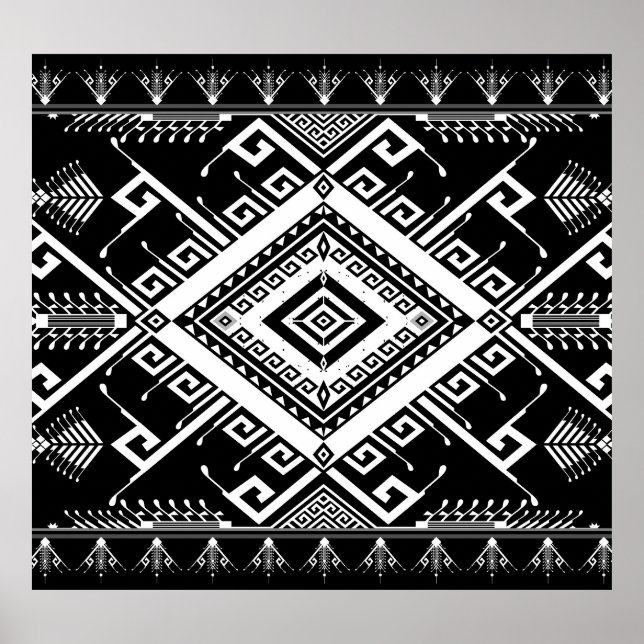 Ethnic geometric Indian border, abstract. Poster (Front)