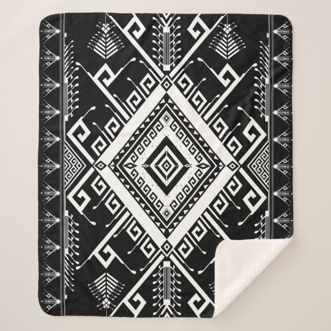 Ethnic geometric Indian border, abstract. Sherpa Blanket (Front)