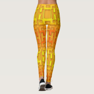 Ethnic geometric orange pattern. leggings