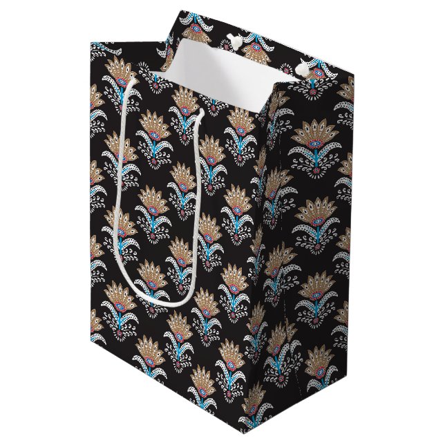 ethnic geometric paisley floral seamless pattern medium gift bag (Front Angled)