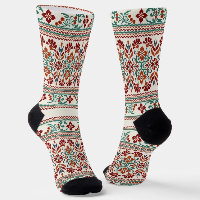 Ethnic geometric pattern 2 socks (Angled)