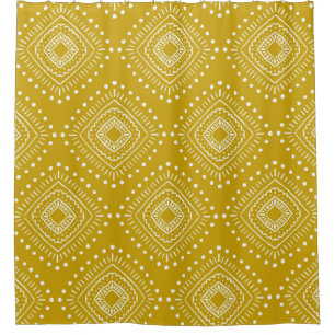 Ethnic geometric pattern: golden yellow, white