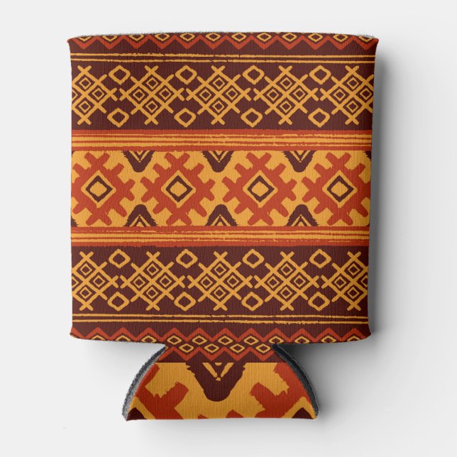Ethnic geometric, traditional folk pattern. can cooler (Front)