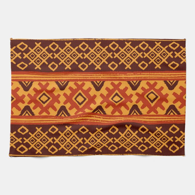 Ethnic geometric, traditional folk pattern. kitchen towel (Horizontal)