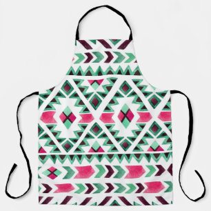 Ethnic geometric, watercolor hand-painted apron
