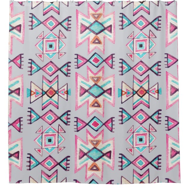 Ethnic geometric, watercolor tribal pattern. (Front)