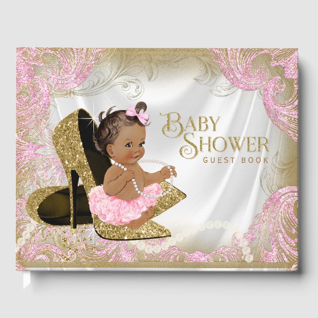 Ethnic Girl Baby shower livre d'invité (Recto)