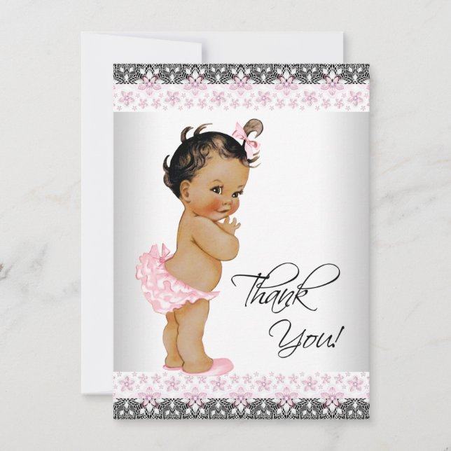 Ethnic Girl Baby Shower Thank You (Front)