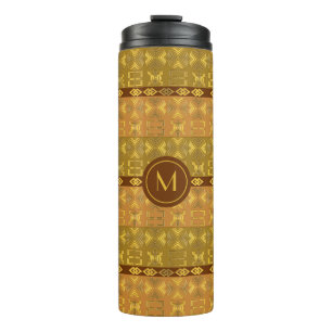 Ethnic golden african pattern. Adinkra. Thermal Tu Tumbler