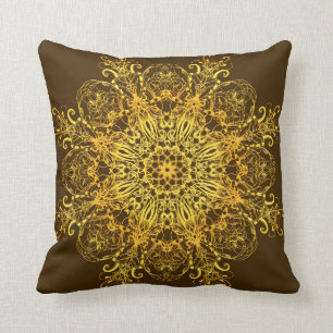 Ethnic golden mandala. throw pillow