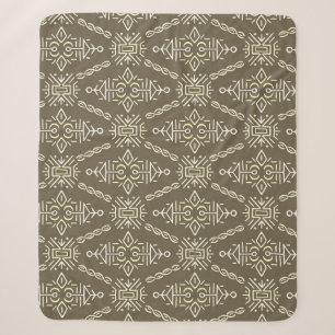 Ethnic Hand Drawn Boho Tile Sherpa Blanket