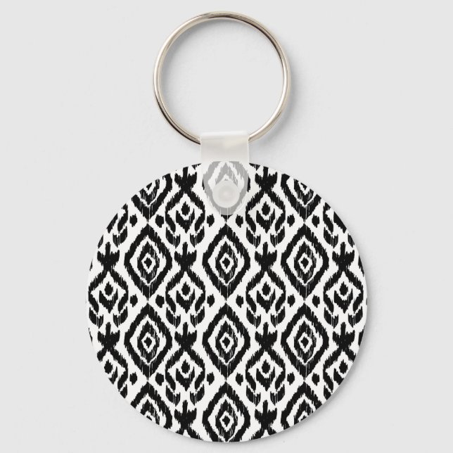 Ethnic hand-drawn, wrapping print pattern. keychain (Front)