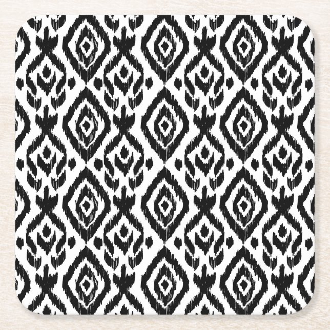 Ethnic hand-drawn, wrapping print pattern. square paper coaster (Front)