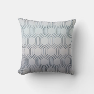 Ethnic Hexagon Honey Patches Silver Frosted Throw Pillow