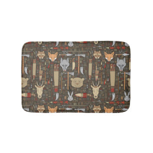 Ethnic Hunting Pattern Bath Mat