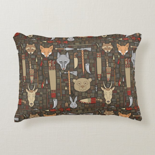 Ethnic Hunting Pattern Decorative Pillow (Front)