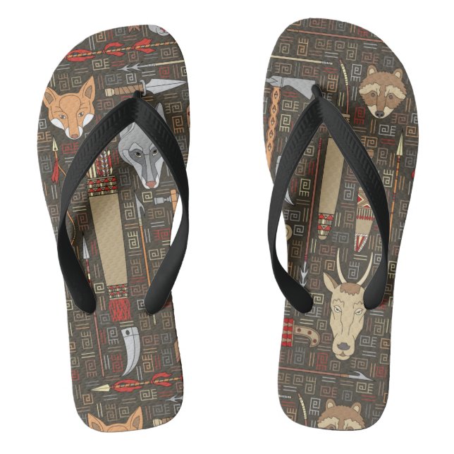 Ethnic Hunting Pattern Flip Flops (Footbed)