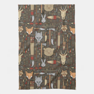 Ethnic Hunting Pattern Kitchen Towel