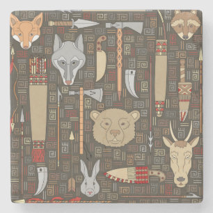 Ethnic Hunting Pattern Stone Coaster