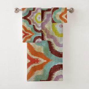 ethnic ikat vintage design bath towel set