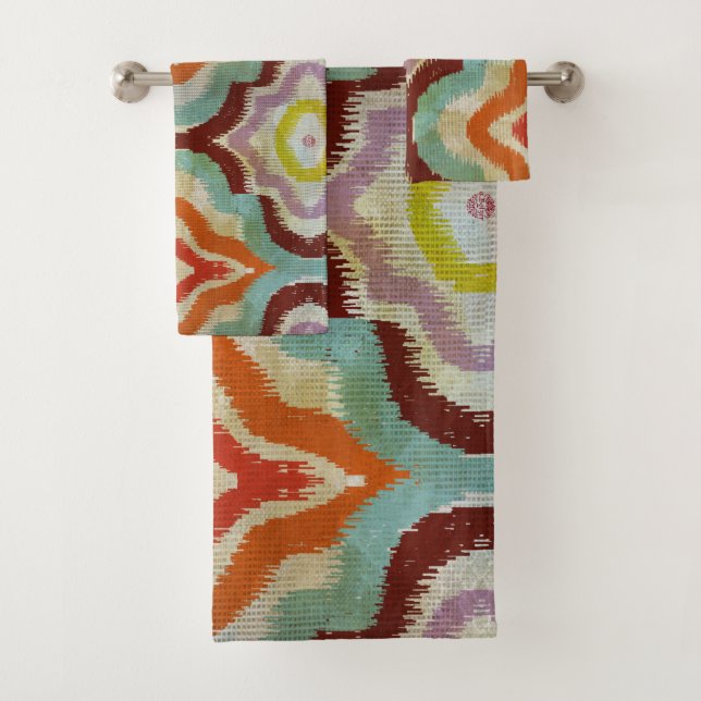 ethnic ikat vintage design bath towel set (Insitu)