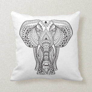 Ethnic Indian Elephant Throw Pillow