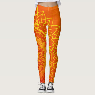 Ethnic Indian Mandala Yellow Orange  Leggings