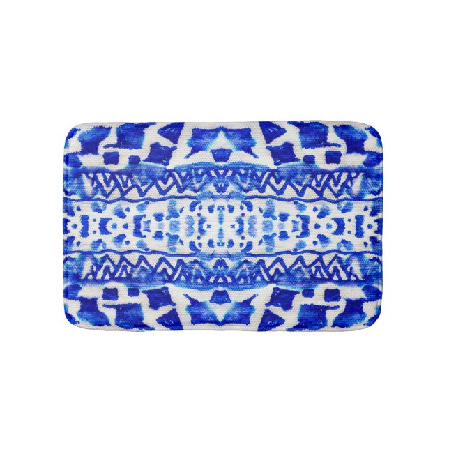 Ethnic Indigo Arrow Native Patterns Bath Mat (Front)