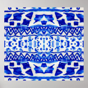 Ethnic Indigo Arrow Native Patterns Poster