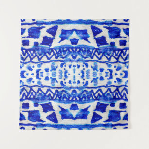 Ethnic Indigo Arrow Native Patterns Tapestry