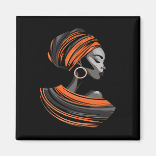 Ethnic Kente Cloth Head Wrap Beautiful Woman Afric Magnet