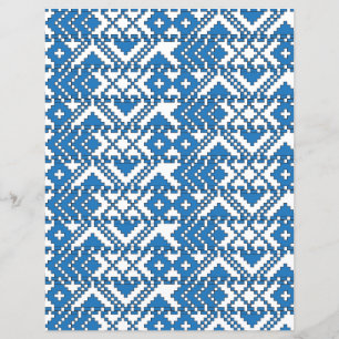 Ethnic Latvian blue and white folk art pattern