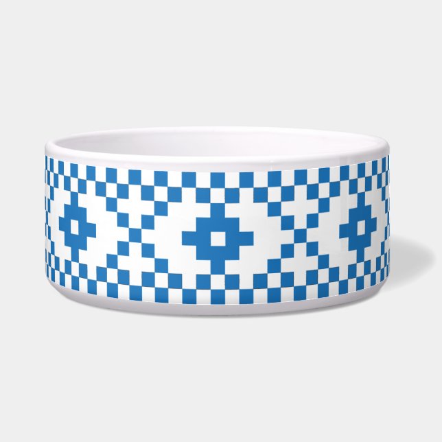 Ethnic Latvian blue and white tribal folk art (Front)