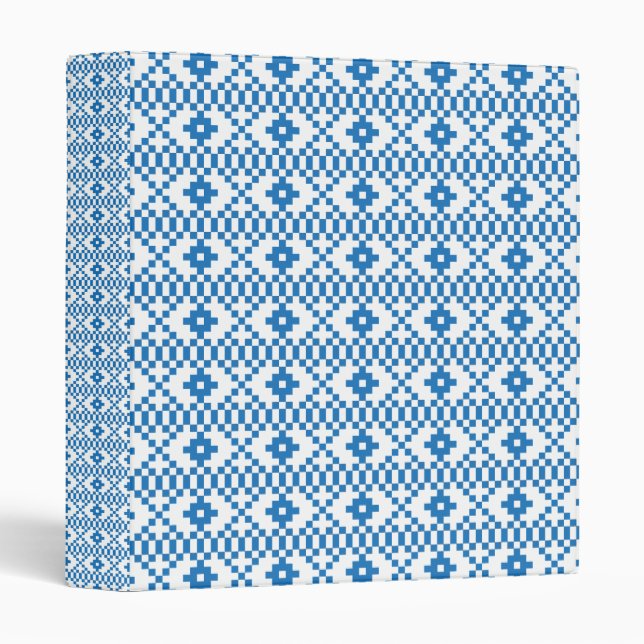 Ethnic Latvian blue and white tribal folk art Binder (Front/Spine)