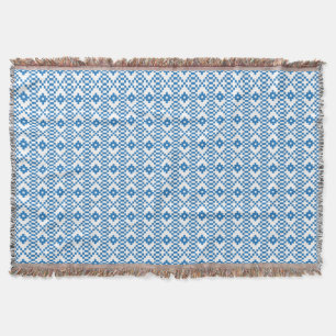 Ethnic Latvian blue and white tribal folk art Throw Blanket
