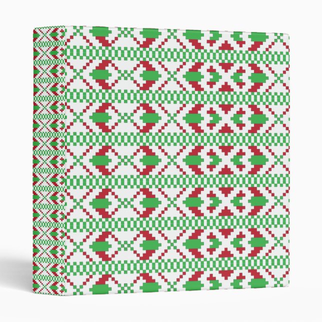 Ethnic Latvian green and red tribal folk art Binder (Front/Spine)
