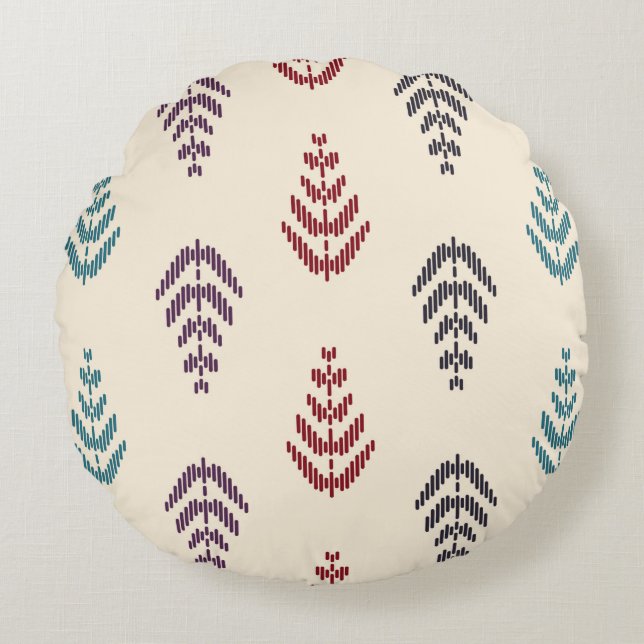 Ethnic leaf background art. Seamless pattern in tr Round Pillow (Front)