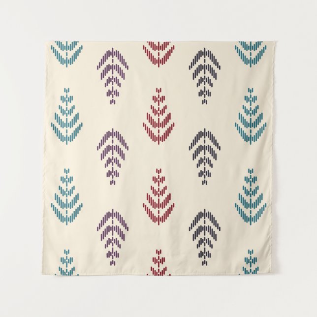 Ethnic leaf background art. Seamless pattern in tr Tapestry (Front)