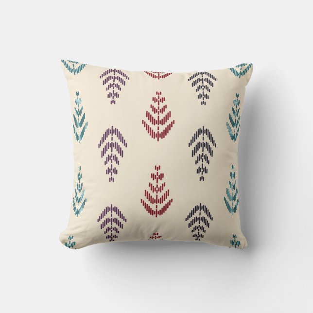 Ethnic leaf background art. Seamless pattern in tr Throw Pillow (Front)