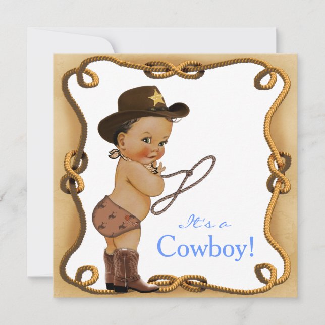 Ethnic Little Cowboy Baby Shower Invitation (Front)